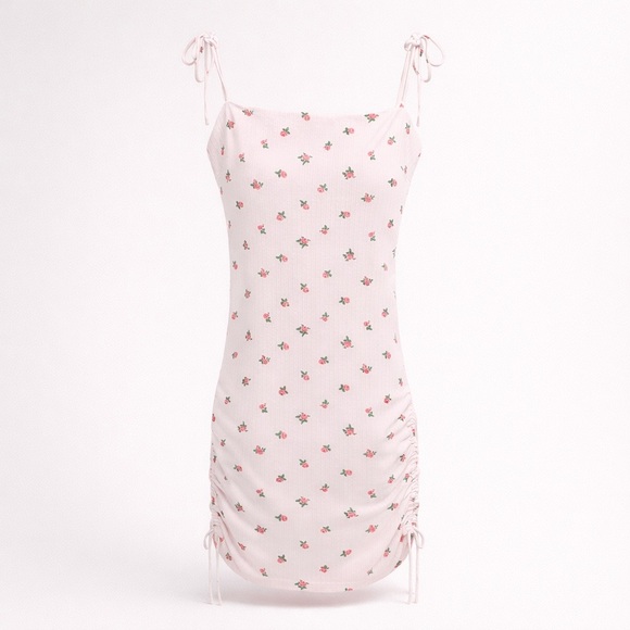 Princess Polly Dresses & Skirts - Floral Pink Ruched Mini Darim Dress (142)